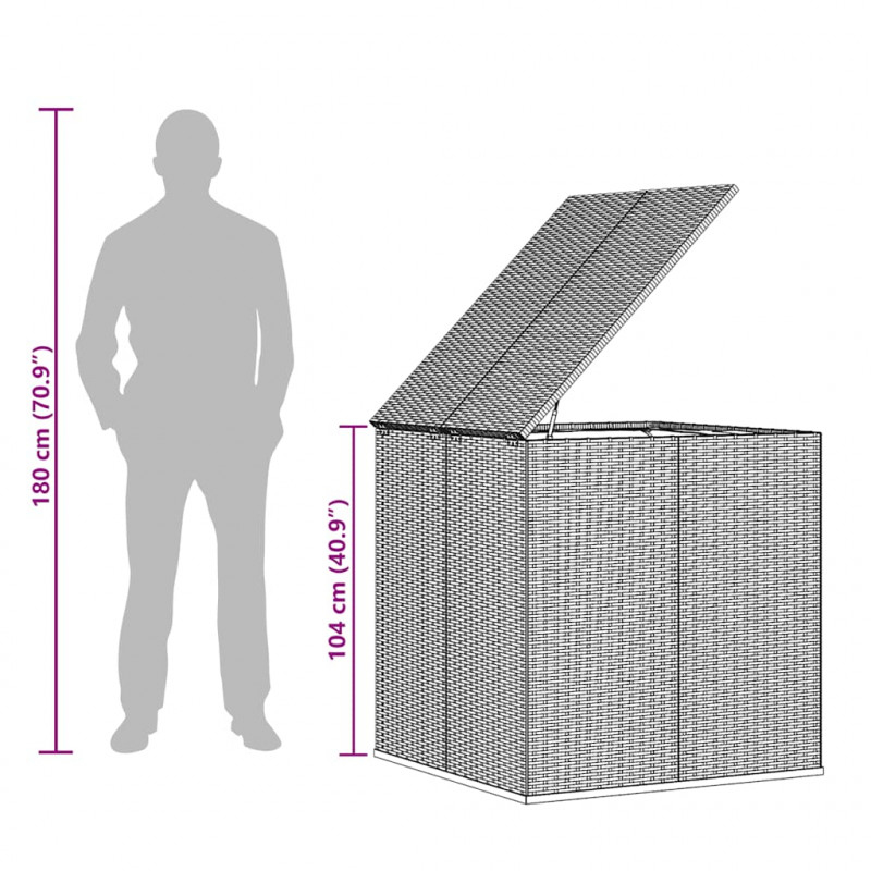 Skrzynia na poduszki ogrodowe rattan PE 100x97,5x104 cm, czarna