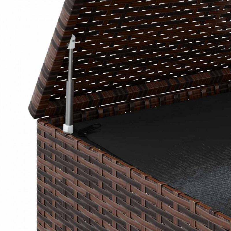 Skrzynia na poduszki ogrodowe, rattan PE, 145x100x103cm, brąz