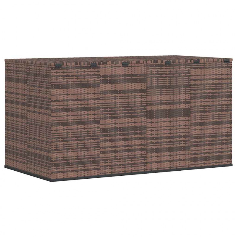 Skrzynia na poduszki ogrodowe, rattan PE, 194x100x103 cm, brąz