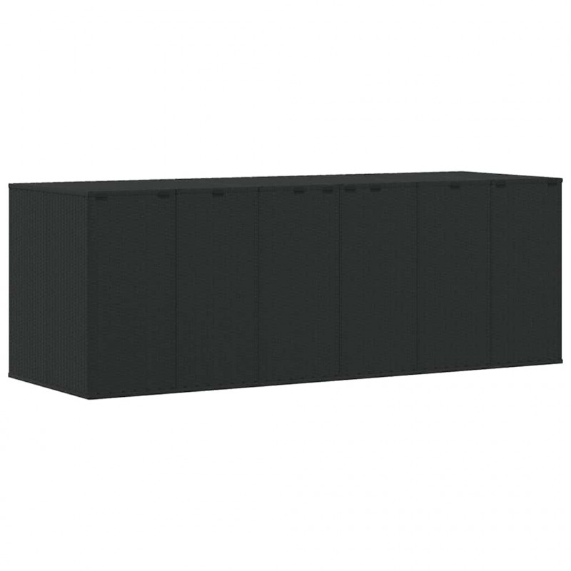 Skrzynia na poduszki ogrodowe rattan PE, 291x100,5x104cm czarna