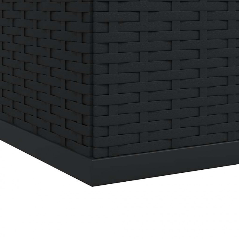 Skrzynia na poduszki ogrodowe rattan PE, 291x100,5x104cm czarna