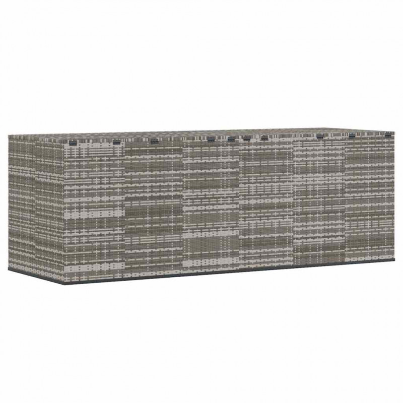 Skrzynia na poduszki ogrodowe rattan PE, 291x100,5x104cm, szara