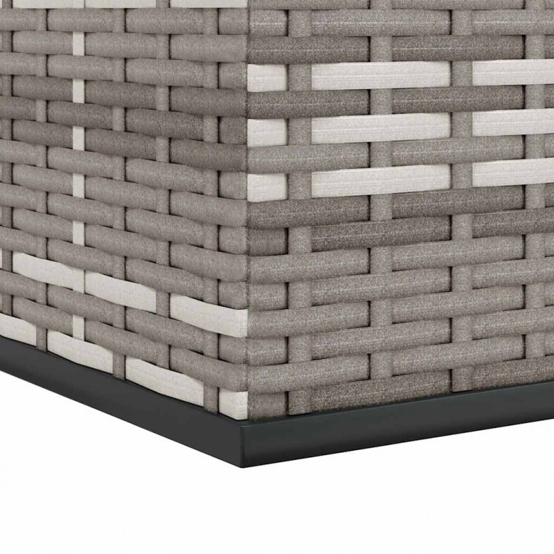 Skrzynia na poduszki ogrodowe rattan PE, 291x100,5x104cm, szara