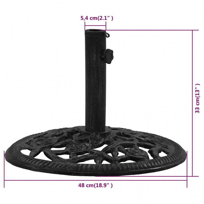 Podstawa pod parasol, czarna, 48x48x33 cm, żeliwo