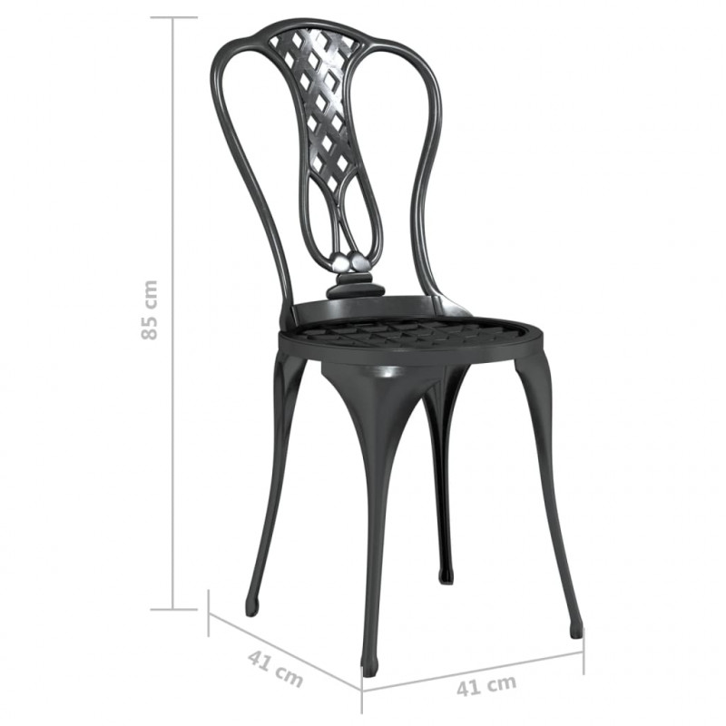 3-cz. zestaw mebli bistro ze stopu aluminium, czarny