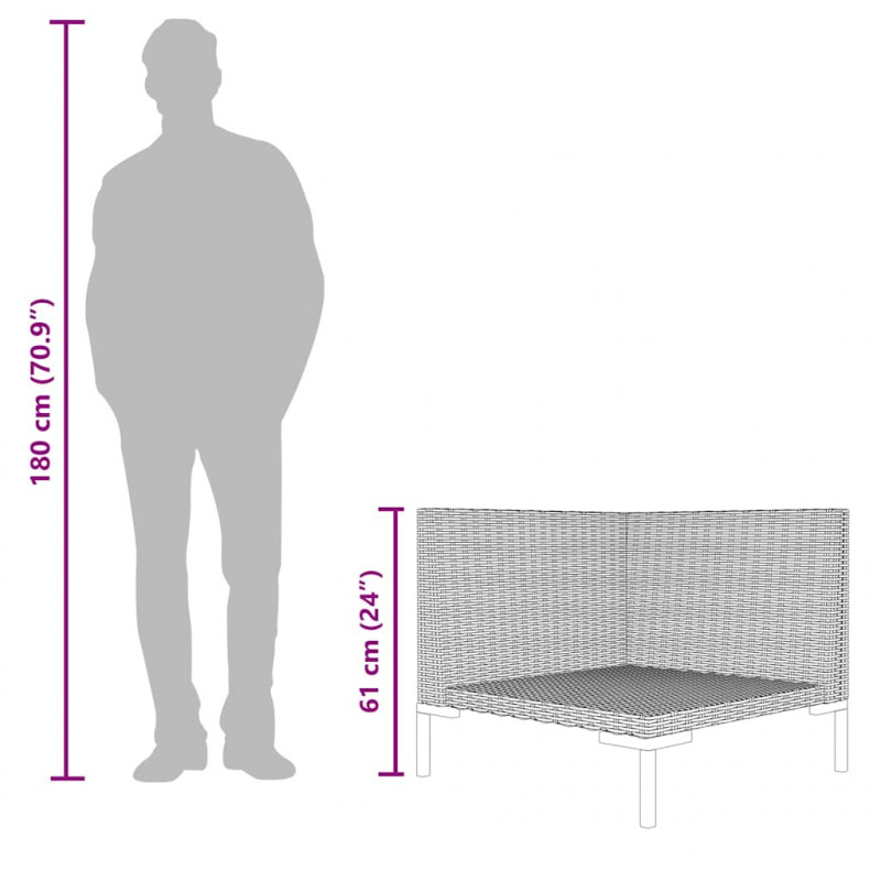 Sofa ogrodowa z poduszkami, zaokrąglony rattan PE