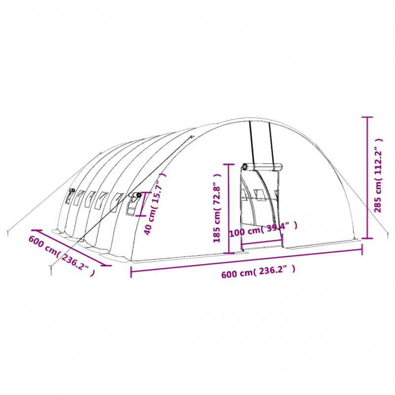 Szklarnia ze stalową ramą, biała, 36 m², 6x6x2,85 m