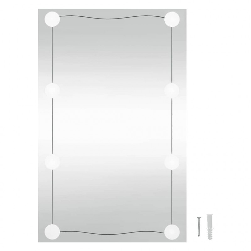 Lustro ścienne z LED, 40x60 cm, szklane, prostokątne