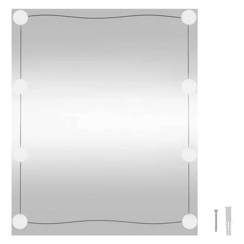 Lustro ścienne z LED, 50x60 cm, szklane, prostokątne