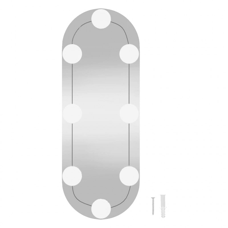 Lustro ścienne z LED, 15x40 cm, szklane, owalne