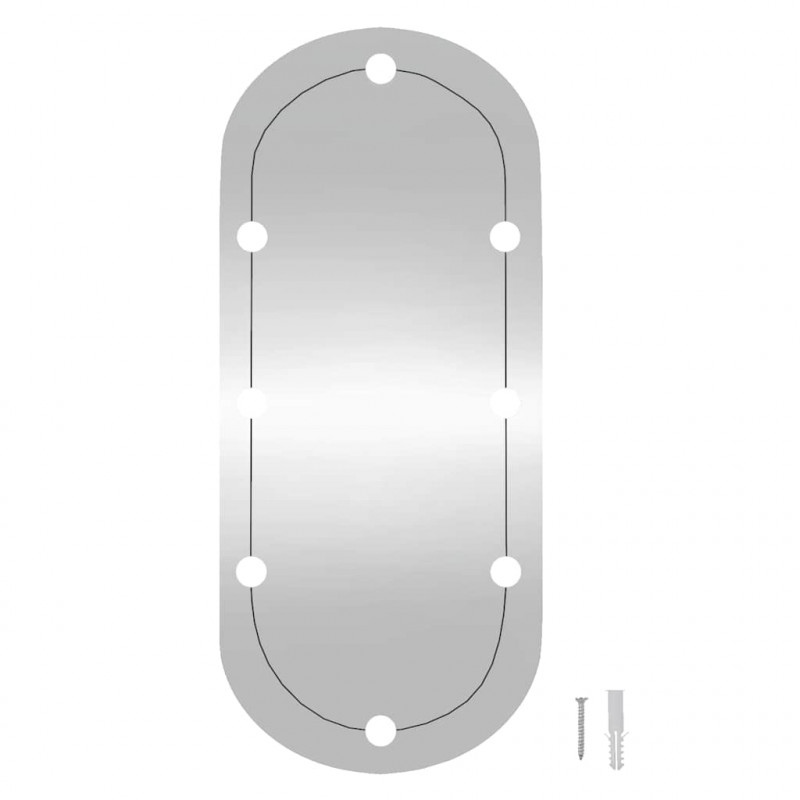 Lustro ścienne z LED, 25x60 cm, szklane, owalne