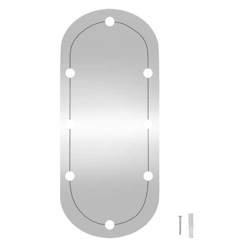 Lustro ścienne z LED, 30x70 cm, szklane, owalne