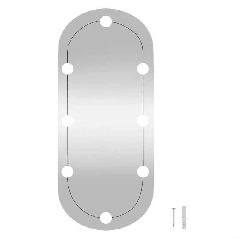 Lustro ścienne z LED, 35x80 cm, szklane, owalne