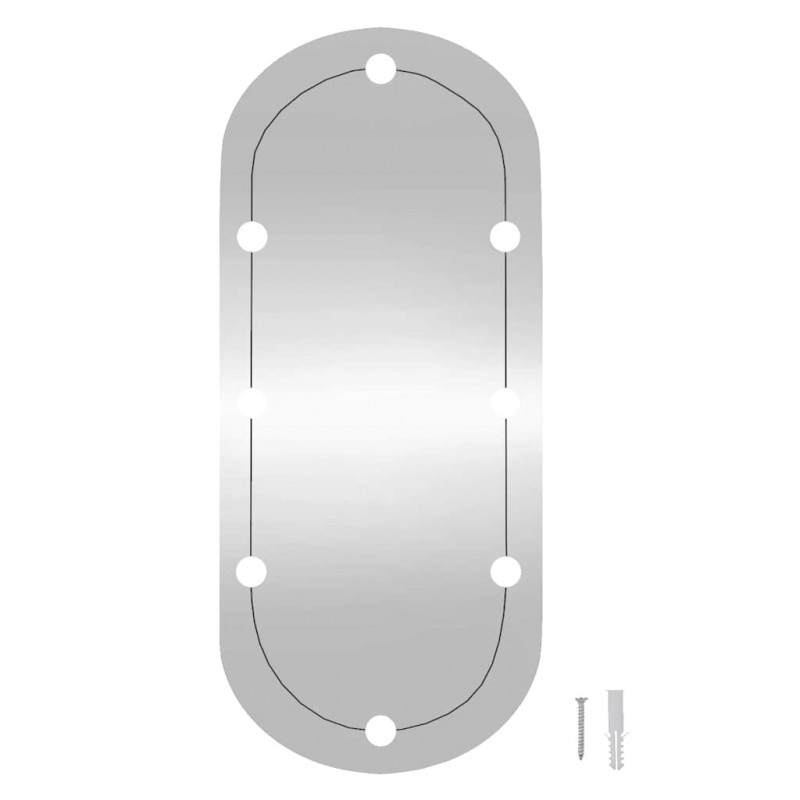 Lustro ścienne z LED, 45x100 cm, szklane, owalne