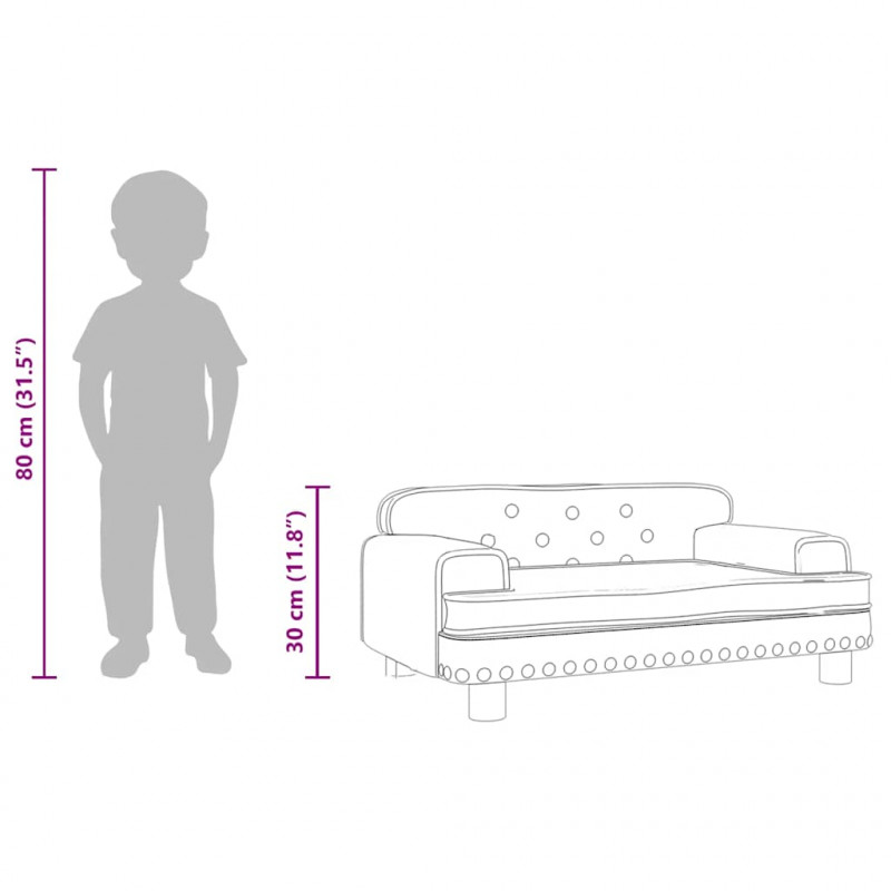 Sofa dla dzieci, kremowa, 70x45x30 cm, aksamit