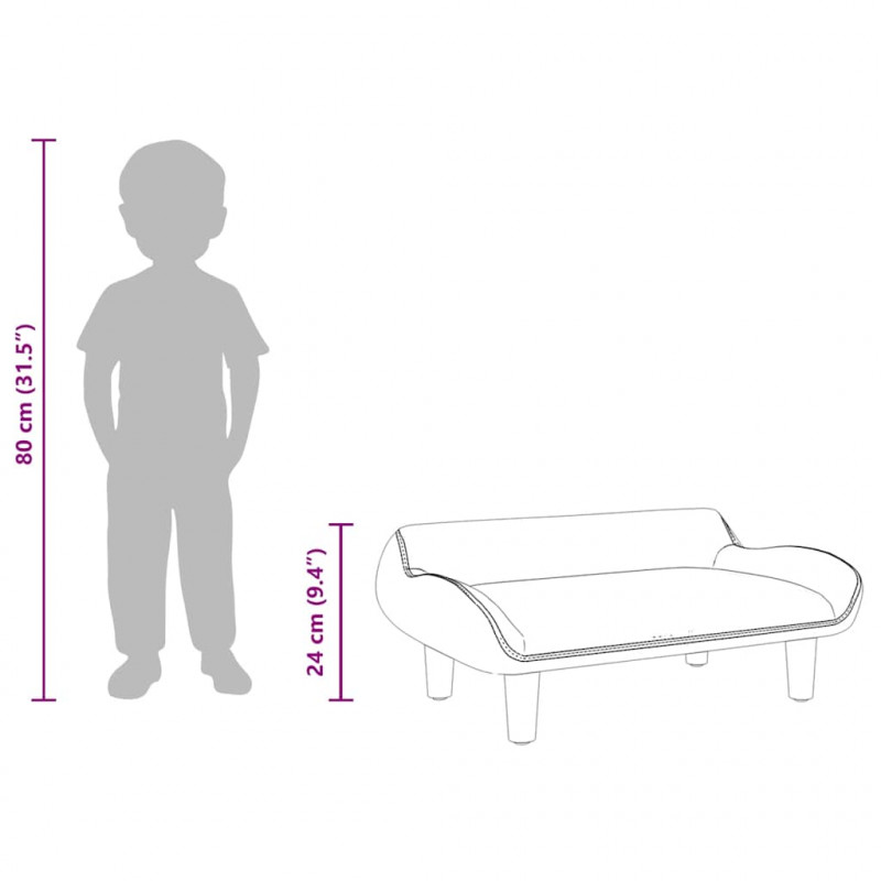 Sofa dla dzieci, ciemnoszara, 70x40x24 cm, aksamit
