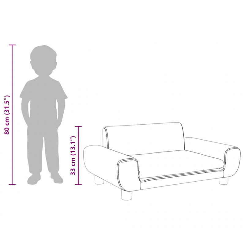 Sofa dla dzieci, niebieska, 70x45x33 cm, aksamit