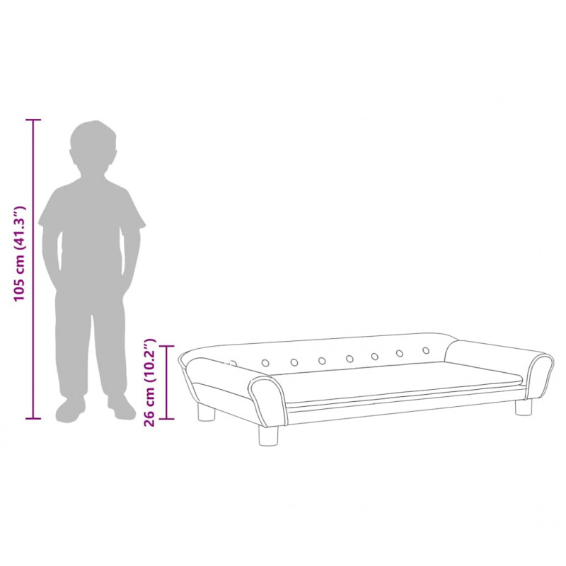 Sofa dla dzieci, niebieska, 100x50x26 cm, aksamit