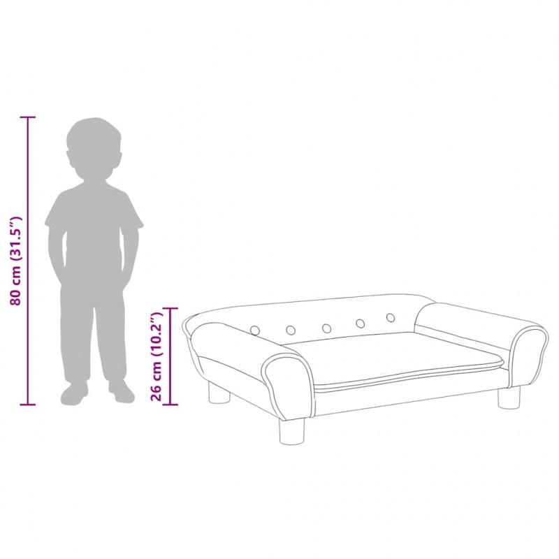 Sofa dla dzieci, ciemnoszara, 70x45x26 cm, aksamit