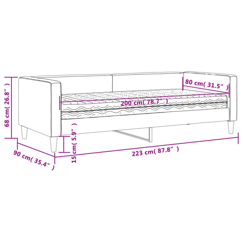 Sofa z materacem do spania, kolor taupe, 80x200 cm, tkanina
