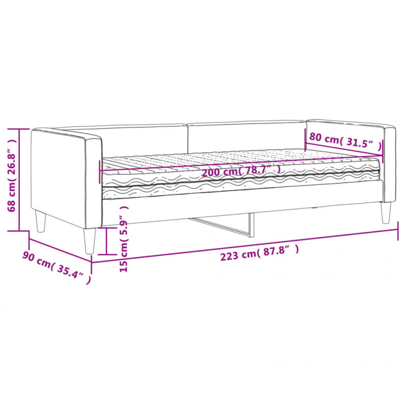 Sofa z materacem do spania, kremowa, 80x200 cm, tkanina
