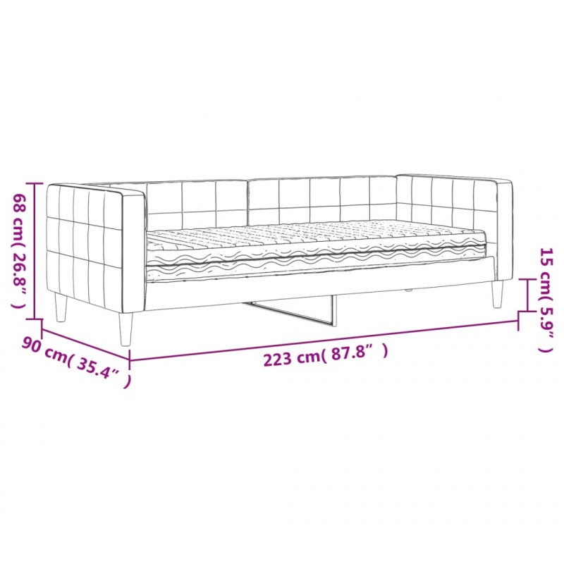 Sofa z materacem do spania, czarna, 80x200 cm, aksamit