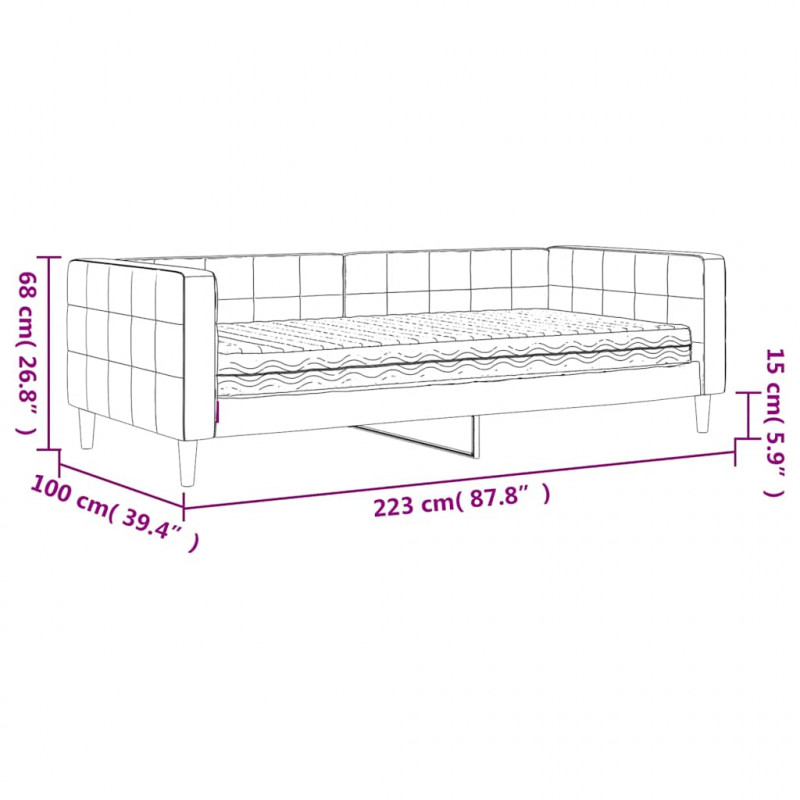Sofa z materacem do spania, żółta, 90x200 cm, aksamit
