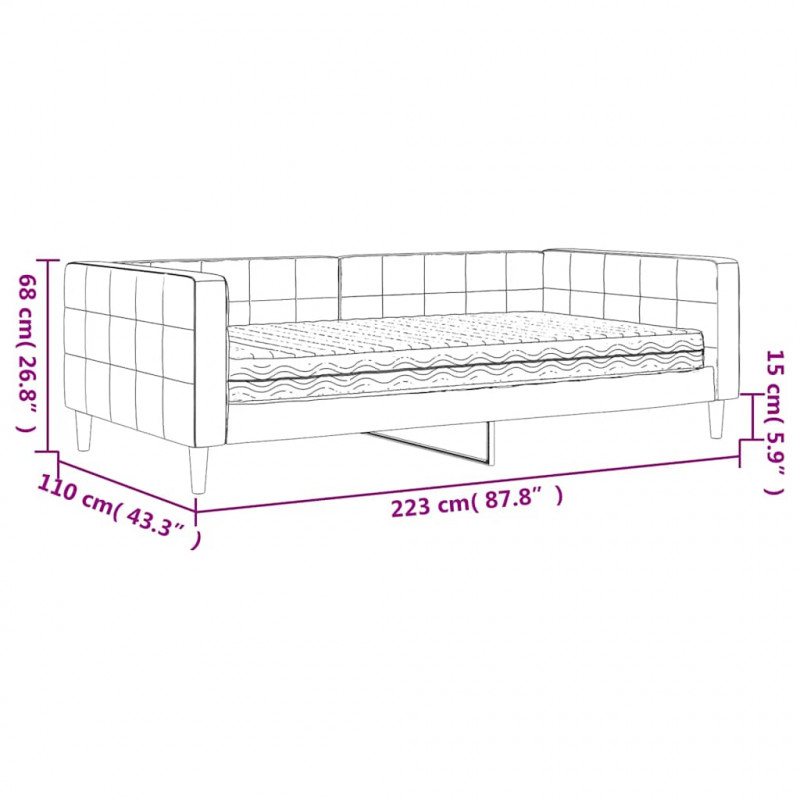 Sofa z materacem do spania, niebieska, 100x200 cm, aksamit