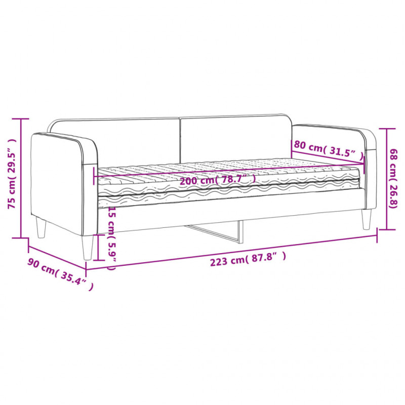 Sofa z materacem do spania, kremowa, 80x200 cm, tkanina