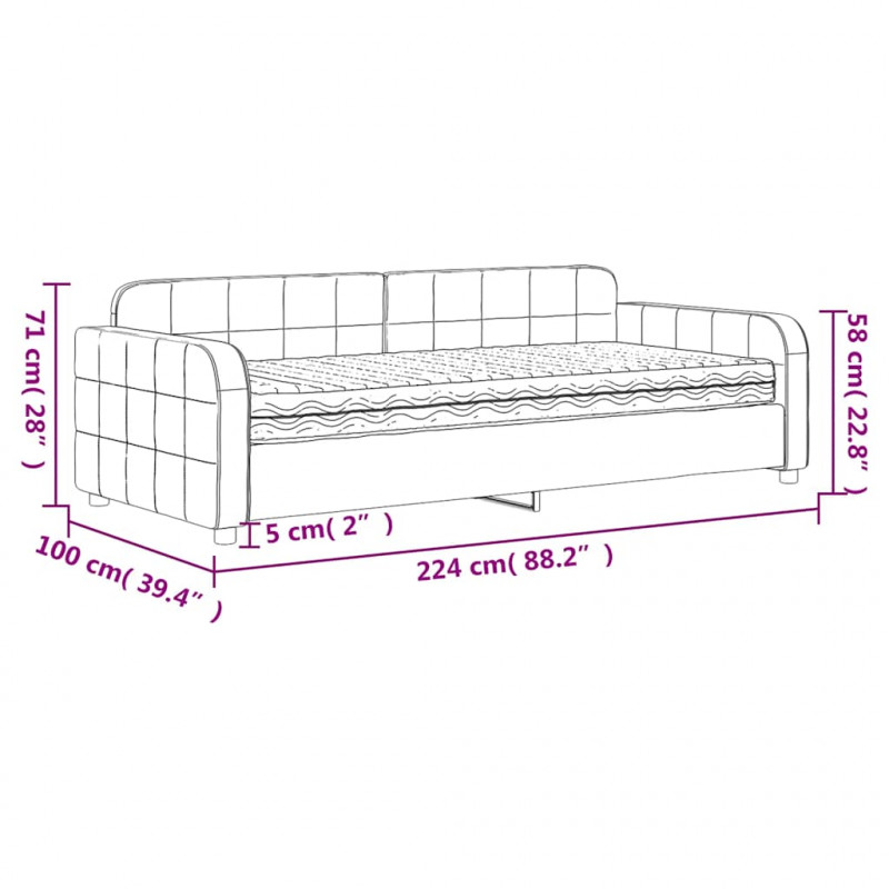 Sofa z materacem do spania, ciemnozielona, 90x200 cm, aksamit