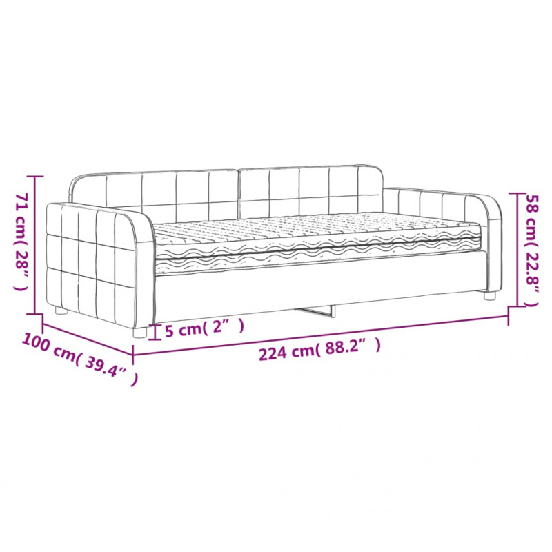 Sofa z materacem do spania, różowa, 90x200 cm, aksamit