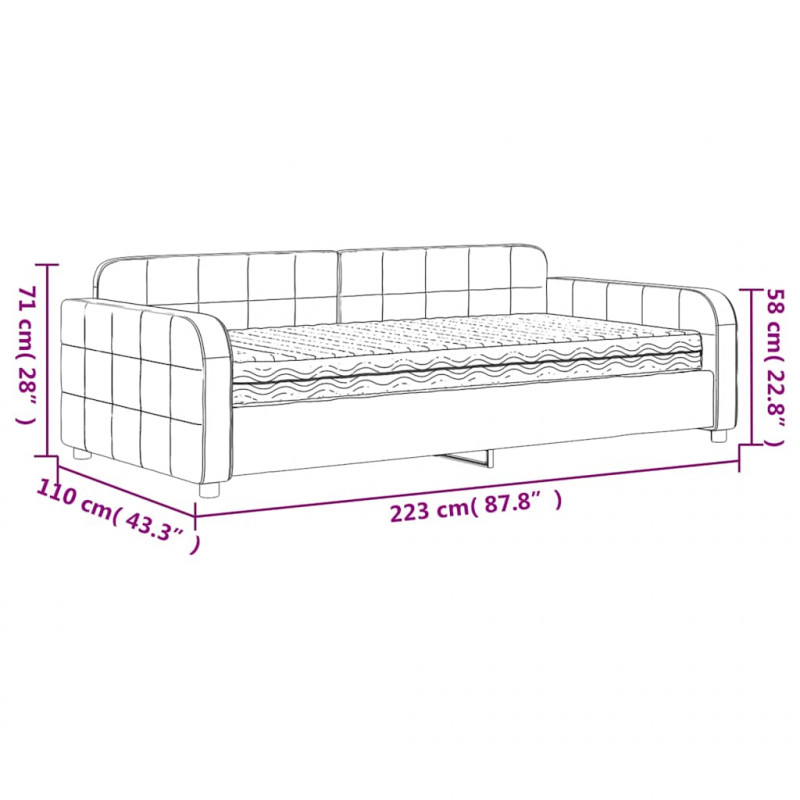 Sofa z materacem do spania, ciemnoszara, 100x200 cm, aksamit