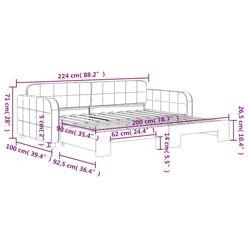 Sofa rozsuwana, ciemnozielona, 90x200 cm, aksamit