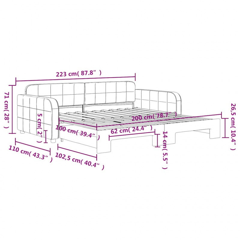 Sofa rozsuwana, ciemnozielona, 100x200 cm, aksamit
