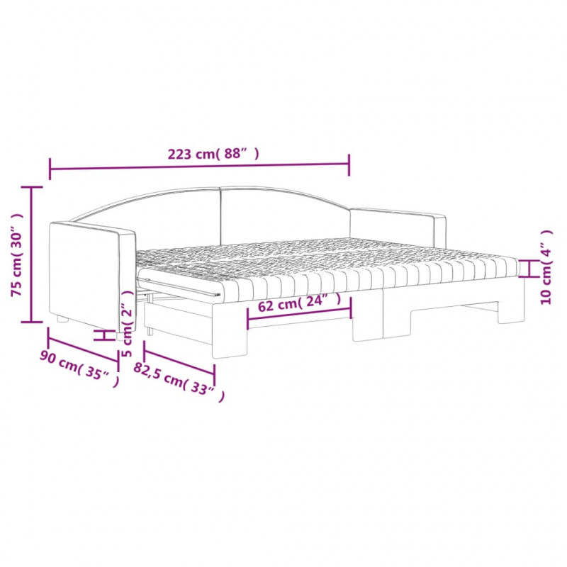 Sofa rozsuwana z materacami, jasnoszara, 80x200 cm, tkanina