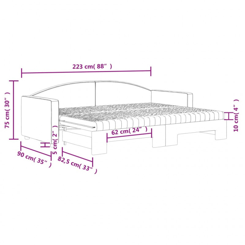 Sofa rozsuwana z materacami, kremowa, 80x200 cm, tkanina
