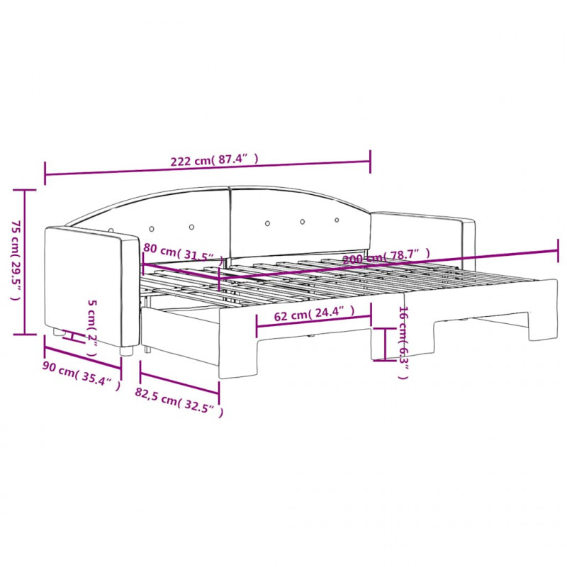 Sofa rozsuwana, ciemnozielona, 80x200 cm, aksamit