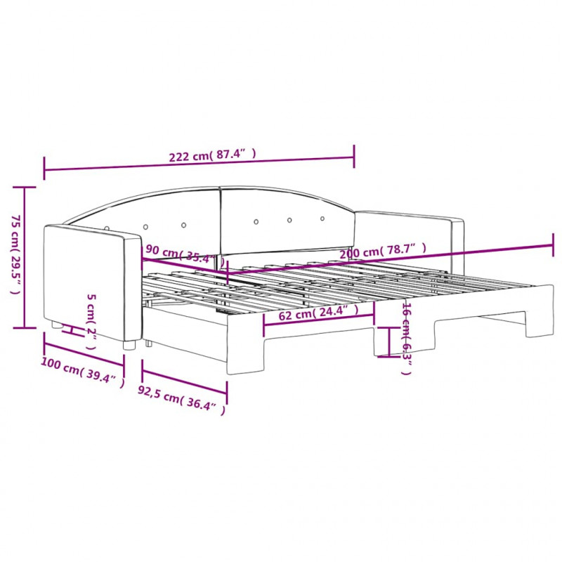 Sofa rozsuwana, ciemnozielona, 90x200 cm, aksamit