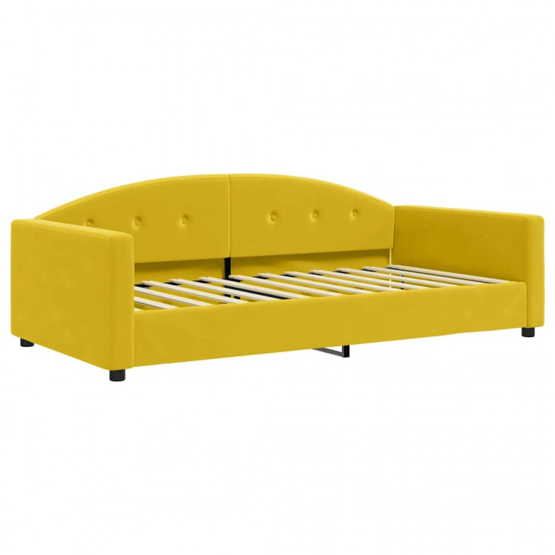Sofa rozsuwana z szufladami, żółta, 100x200 cm, aksamit