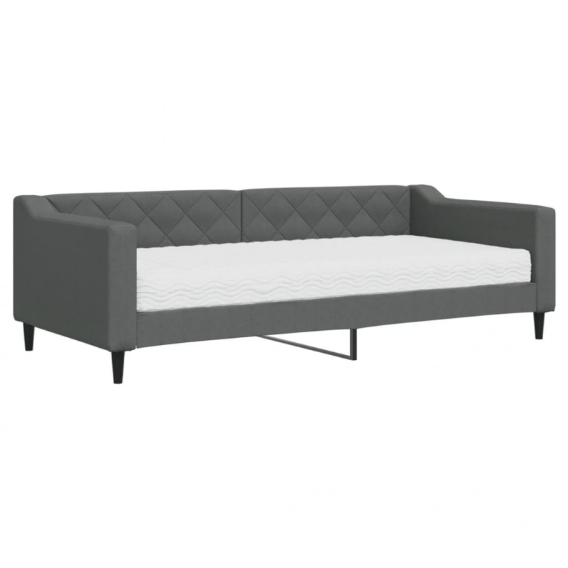 Sofa z materacem do spania, ciemnoszara, 90x200 cm, tkanina