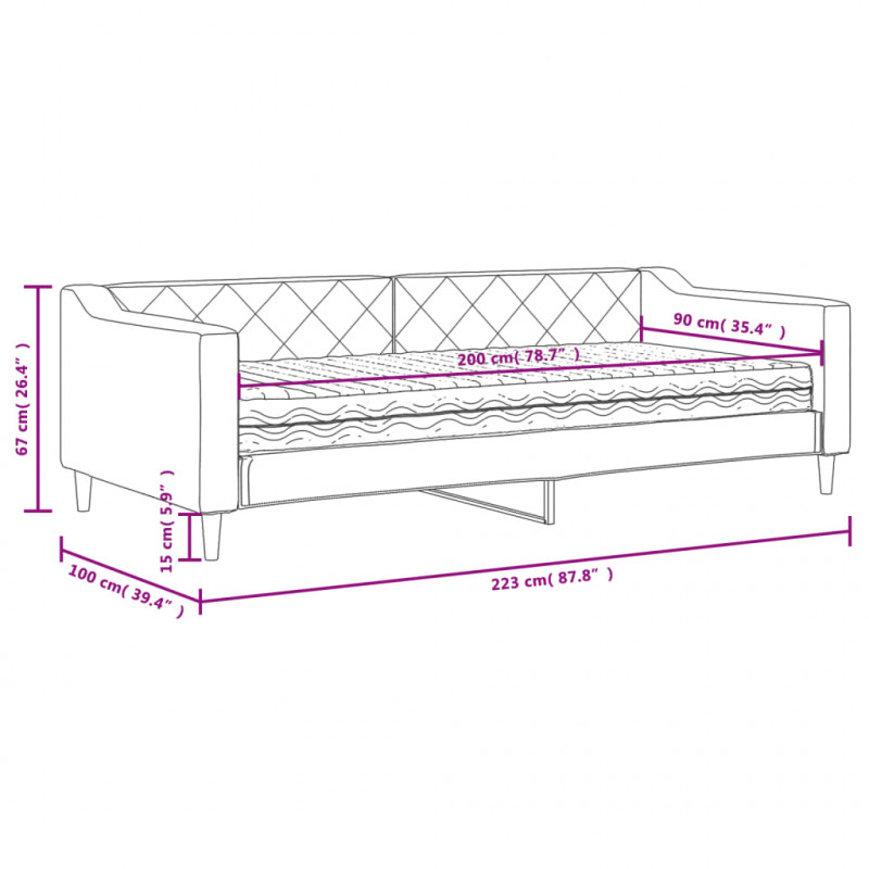Sofa z materacem do spania, kremowa, 90x200 cm, tkanina