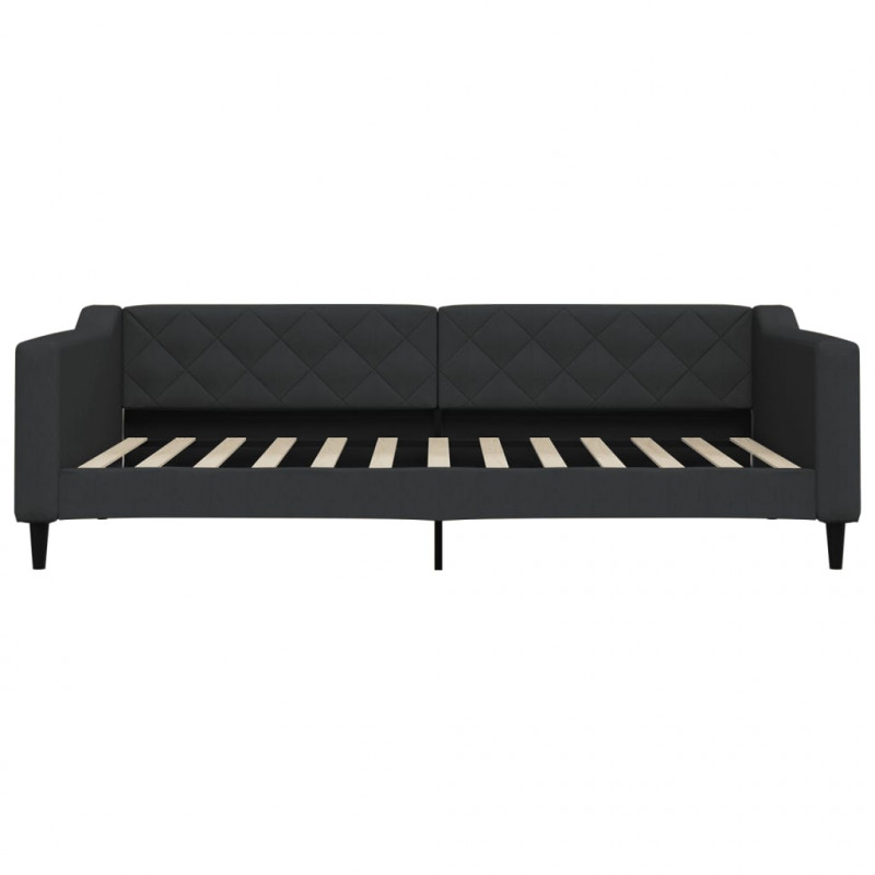 Sofa z materacem do spania, czarna, 100x200 cm, tkanina