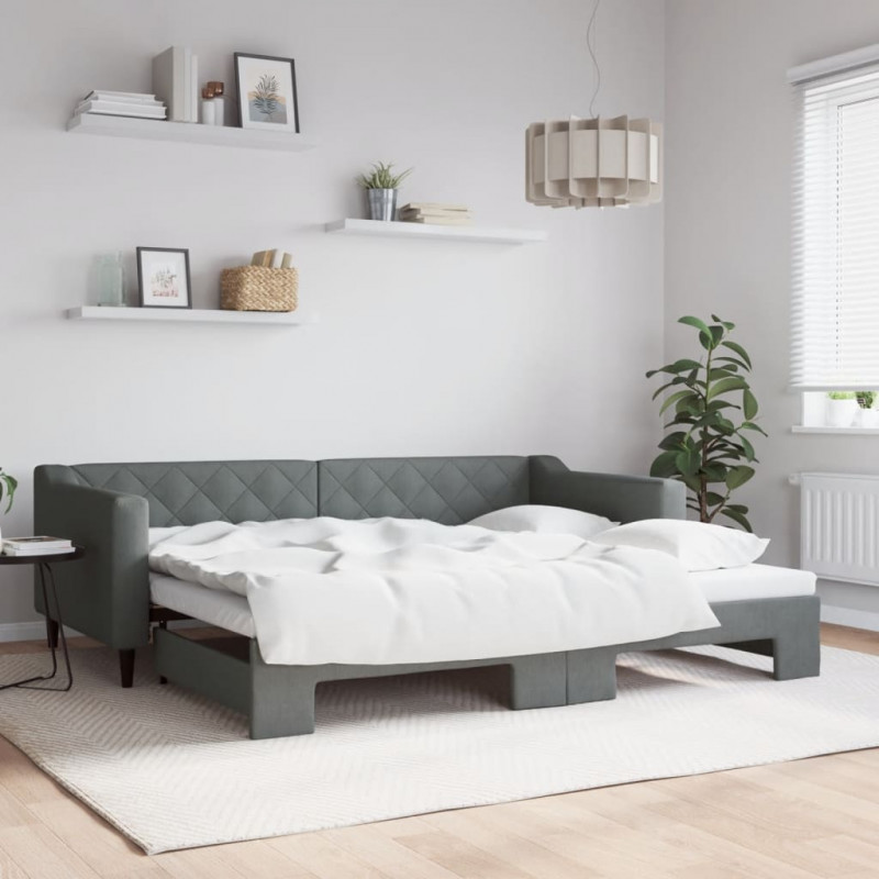 Sofa rozsuwana, ciemnoszara, 90x200 cm, tkanina