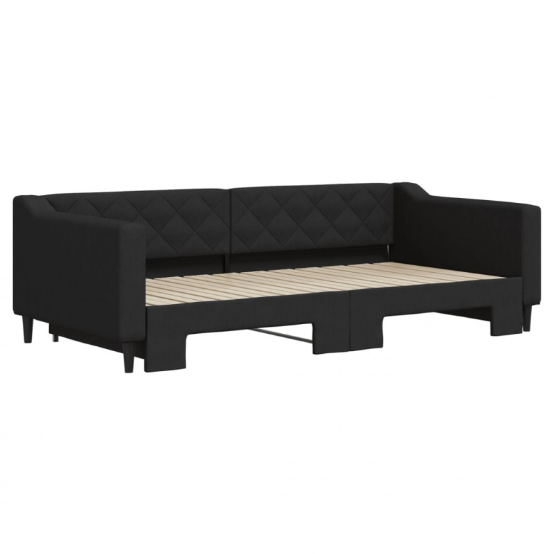 Sofa rozsuwana, czarna, 100x200 cm, tkanina