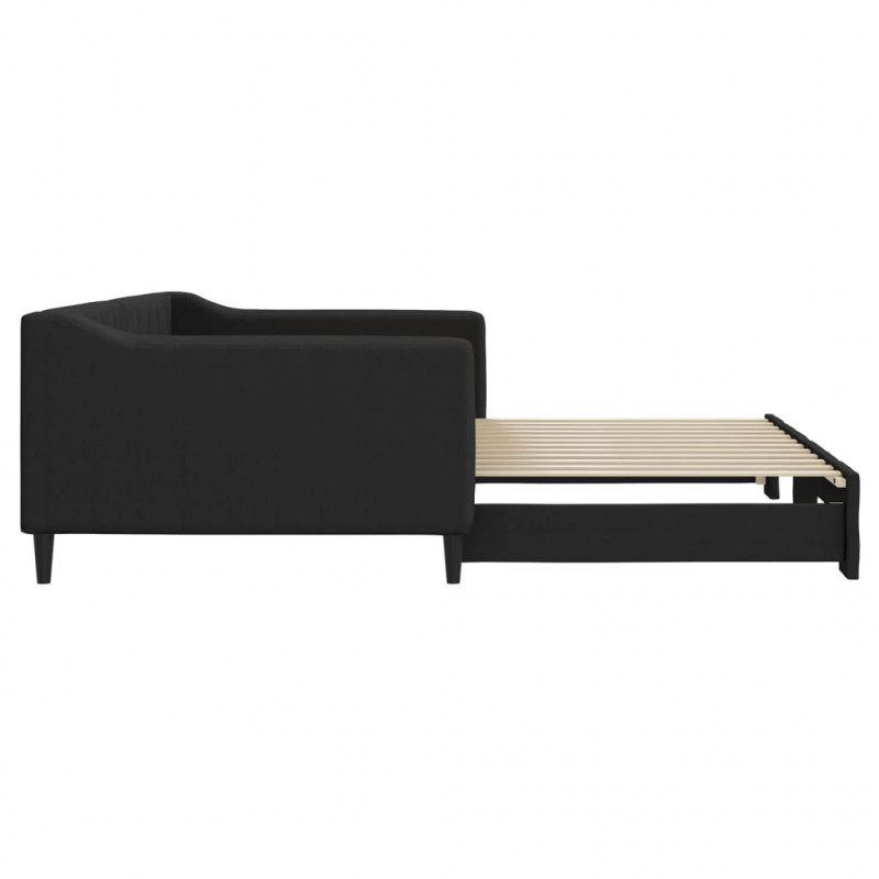 Sofa rozsuwana, czarna, 100x200 cm, tkanina