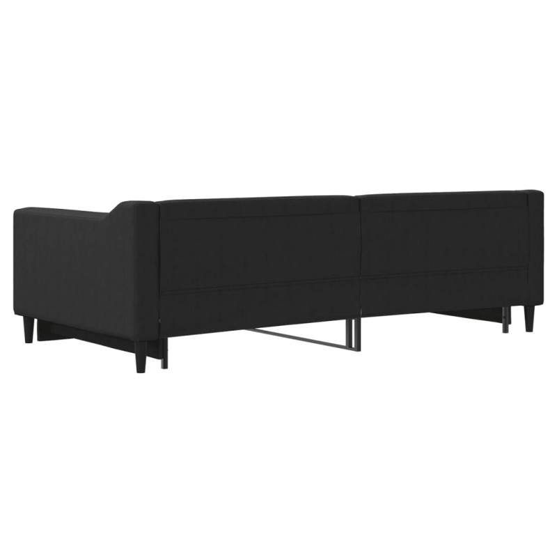 Sofa rozsuwana, czarna, 100x200 cm, tkanina