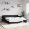 Sofa rozsuwana, czarna, 90x190 cm, tkanina