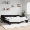 Sofa rozsuwana z materacami, czarna, 100x200 cm, tkanina