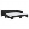 Sofa rozsuwana z materacami, czarna, 100x200 cm, tkanina