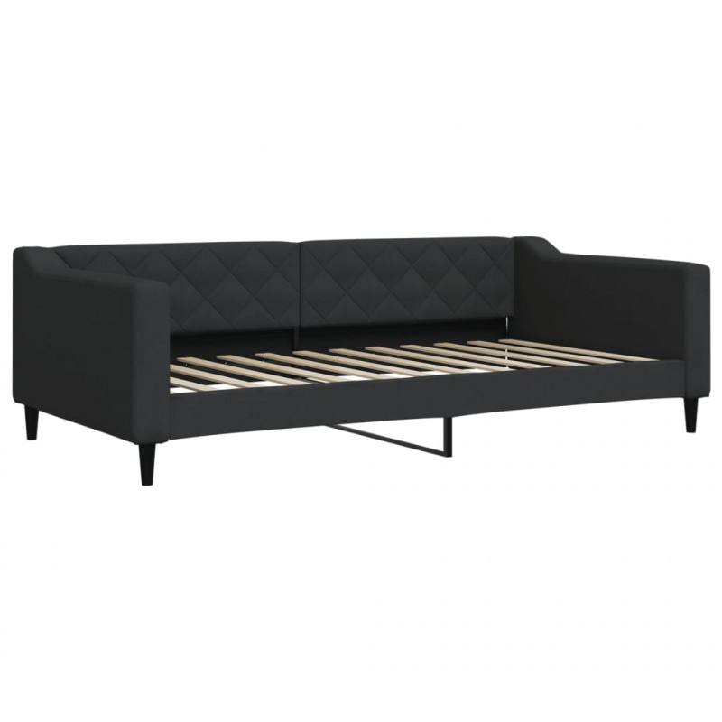 Sofa rozsuwana z materacami, czarna, 100x200 cm, tkanina